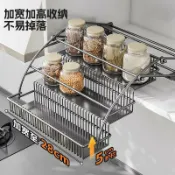 未來屋 【下拉伸縮】升降拉籃 廚房吊櫃 櫥櫃收納 調味料架 置物架 五金配件 緩衝升降 不鏽鋼材質 頂櫃專用 輕鬆拿取