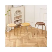 (店+)免運 熱銷#簡約小凳子 不銹鋼凳子餐桌凳家用圓凳可疊放客廳凳子成人闆凳時尚鐵凳子疊放