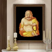 協貿國際日用品生活3館 彌勒佛印花十字繡新款線繡大肚佛像小件小幅點貼滿磚5d鉆石畫