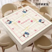 麻將桌墊 麻將桌布 卡通可愛凱蒂貓麻將桌墊耐磨水晶絨正方形麻將桌布撲克打牌桌面墊 麻將防滑墊 桌布