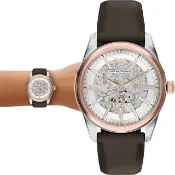 【EMPORIO ARMANI】亞曼尼 鏤空機械錶 手錶-43mm 送禮 禮物 推薦(AR60094)