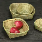 協貿國際日用品生活5館 家用竹編水果籃竹筐竹籃竹簸箕菜筐饃筐方形瀝水收納手工編織竹簍