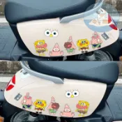 海綿寶寶派大星汽車遮擋劃痕貼紙 電動車摩托車卡通趣味裝飾貼防水