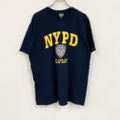 【DOKODEMO】紐約市警察局（NYPD）短袖印花T卹，海軍藍，XL碼，古著