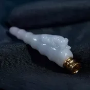 白翡翡翠煙斗 | 天然緬甸玉A貨翡翠 | 送禮