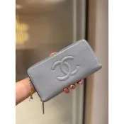 Chanel 香奈兒 霧貍藍 荔枝牛皮 手拿包 長夾 錢包 卡夾 皮夾 卡包 錢夾 零錢包