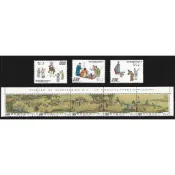 【無限】(291)(特109)清丁觀鵬春市圖古畫郵票8全(原膠品相黃)(專109)