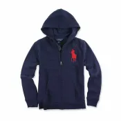 美國百分百【全新真品】Ralph Lauren 外套 RL polo 大馬 連帽 夾克 深藍 紅馬 男 XS號 青年版 I479
