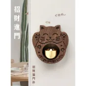 多巴胺門鈴 風鈴招財貓門鈴鈴鐺入戶多巴胺實木日式銅鈴鐺進門提醒撞鈴吸門式風鈴 風鈴吊飾 實木門鈴
