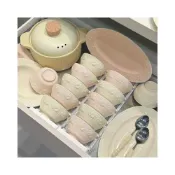 (店+)HC輕奢家居 浮雕設計感碗碟套裝家用高級感輕奢復古小眾碗盤飯盤陶瓷餐具組合