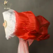 【台灣出貨】舞蹈扇 生命的河長綢扇子 喜慶演出白酒紅漸變膠州秧歌扇 古風扇 折扇 金屬扇 表演扇 道具扇 中國風扇子 綢