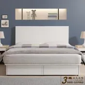 【直人木業】綠建材彩妝板溫馨系列雲白色平面附USB插座四大抽床組/雙人標準5尺