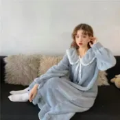 思樂小舖 .睡衣冬天 韓版秋冬季加厚珊瑚絨睡裙長款過膝年新款純欲風法蘭絨睡衣家居服 睡衣裙性感睡衣 大尺碼睡衣 情侶睡衣 法蘭