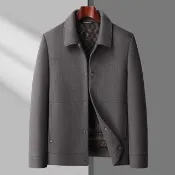 【米蘭精品】現貨+預購 羊毛大衣毛呢外套(保暖翻領羽絨內膽雙面呢男外套3色74hh5)