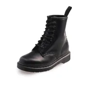 【Dr.Martens】馬汀 1460 MONO SMOOT 硬皮平底8孔綁帶短筒靴 真皮馬丁 黑 男女14353001