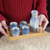 協貿國際日用品生活4館 家用陶瓷清酒壺溫酒器釉下彩陶瓷酒盅分酒器白酒杯日式酒具燒酒壺