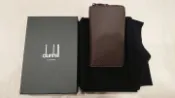 【小惡魔市集】二手9成新DUNHILL 酒紅色 碳纖維壓紋 小牛皮長夾 超低特價 100%原廠公司貨 支持驗貨!!