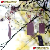玻璃櫻花風鈴 鈴鐺 創意卧室掛件 冥想 夏日和風掛飾門飾 女生