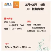 (店+)【DanceLight 舞光】舞光 LED-2441-R1  2尺*2尺 T8 4支管輕鋼架燈 輕鋼架 附燈管 白光 T8 4支管 輕鋼架燈