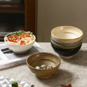 [性價比之王🎁全網挑戰]日式粗陶飯碗陶瓷湯碗商用創意餐具批發家用喫飯碗復古點心甜品碗景德鎮 釉下彩 高顏值陶瓷碗盤