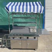 🔥商用多功能小喫車手抓餅流動推車油炸烤冷麪餐車鐵板燒擺攤燒烤車*餐車*營業車*攤販車*活動攤車*營業攤車*夜 洲布梵 