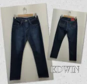 ☀️二手衣☀️EDWIN愛德恩 男款 深藍迦績直筒牛仔褲L號ADJ00274