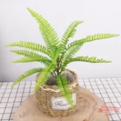 連盛 北歐仿真蕨類綠植墻配材軟膠波斯草植物盆栽擺件自然拍攝假草道具