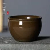 喜挖2店 空山新雨 龍泉青瓷茶葉末釉風水缸主人杯 陶瓷高檔功夫茶具品茗杯