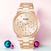 【ALBA】雅柏 晶鑽三眼日曆女錶-35mm 禮物 送禮 推薦(AP6720X1/VD75-X134P)