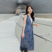 Mamamia孕婦裝 浪漫渡假感抽繩哺乳洋裝 正韓製 孕婦裝 孕婦裙 孕婦洋裝 喂奶衣 短袖 [A1611]