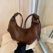 【新品免運】女士包包 單肩包包 手提包 復古美拉德餃子包新款秋冬百搭質感軟皮大容量通勤單肩斜挎包