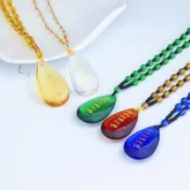 【時尚】新款南無阿彌陀佛六字名號水晶吊墜水滴吊飾項鍊結緣禮品多色可選