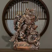 寓偉 祥龍關公武財神關二爺關羽關聖帝君開光佛像工藝品擺件居家客廳玄關書房鎮宅避邪化煞供奉神像藝術品裝飾喬遷開業禮物