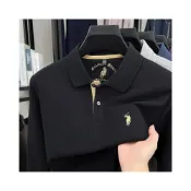 (店+)polo衫男透氣排汗速乾長袖 男士長袖T恤POLO衫-防皺彈性翻領涼感衣t恤休閒運動高爾夫球衫中年上衣男運動T恤衫