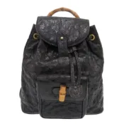 【DOKODEMO】Gucci 00317050030 鴕鳥皮竹編黑色雙肩包，黑色，1578 [二手] 成色極佳 GUCCI