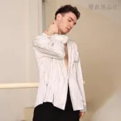 國標舞男士上衣 拉丁舞服上衣 男士舞衣 男士拉丁舞專用上衣舞服2025新款舞衣舞蹈練功服翻領條紋襯衫