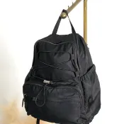 【日本直送 名牌中古包】PRADA 普拉達 後背包 黑色 三角 Logo 尼龍 雙口袋 vintage 古著 bpk4w7