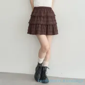 earth music&ecology 層疊荷葉摺邊剪裁蕾絲短裙(01000671900)