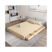 (店+)熱賣實木硬板雙人床排骨架落地鋪床日式矮床貼地臺榻榻米床架無床頭99