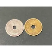大日本昭和大正年五錢銅錢孔幣，流通品項，隨機出貨，保真，一對兩顆