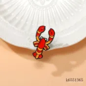 🔥臺灣發貨🔥卡通胸針可愛小龍蝦創意波士頓龍蝦搞怪書包裝飾品鋅閤金滴油徽章