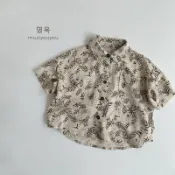 韓版 兒童 平價 童裝 男童 女童 日韓系 寬鬆 復古 花 草 渡假 休閒 襯衫 上衣