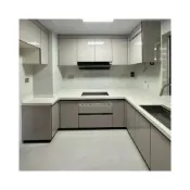 (店+)歐式北歐櫥櫃簡約家用整體石材櫥櫃輕奢實木吊櫃PET高光櫥櫃門板