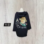 *♡*黑色/稲草人膠印圖案/棉質連帽薄外套/L/近新/二手衣《Anna的百寶箱》