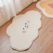 全球選品1館 生活百貨 簡約不規則仿羊絨地毯卡通可愛雲朵地毯兒童清新床邊加厚加絨地墊