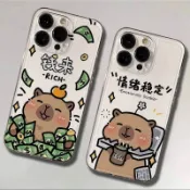 潮立方情侶精選館 情侶手機殼 情侶款手機保護殼卡皮巴拉透明可愛三星S24Ultra手機殼S22/23/8/9+Note2