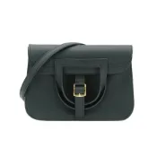 【BreezeOnline 微風精品線上】Hermes Mini Halzan 牛皮金釦手提/斜背兩用包(Noir黑)
