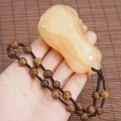 協貿國際日用品生活1館 黃龍玉白菜把件籽料原石把玩手把玩黃玉百財把玩件玉石
