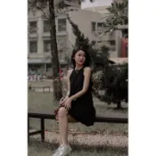 Mm.s🤍實拍❣️氣質甜美削尖短版連衣裙 韓版黑色洋裝 夏天洋裝 短版連身裙 寬鬆洋裝 無袖洋裝 背心裙渡假洋裝｜單一色