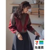 DREAM COLOR KR 一件免運 韓國代購 經典風格迷人菱格柔軟溫暖針織上衣 1107